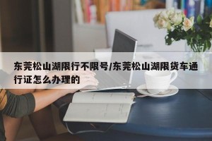 东莞松山湖限行不限号/东莞松山湖限货车通行证怎么办理的