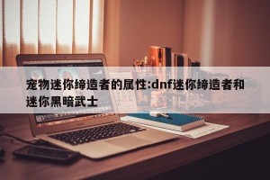 宠物迷你缔造者的属性:dnf迷你缔造者和迷你黑暗武士